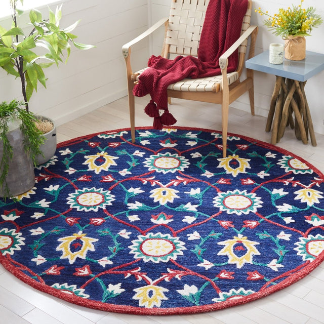 Safavieh Blossom Blm564N Navy/Red Rug.