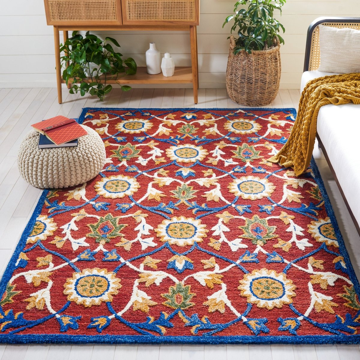 Safavieh Blossom Blm564P Rust/Blue Rug.