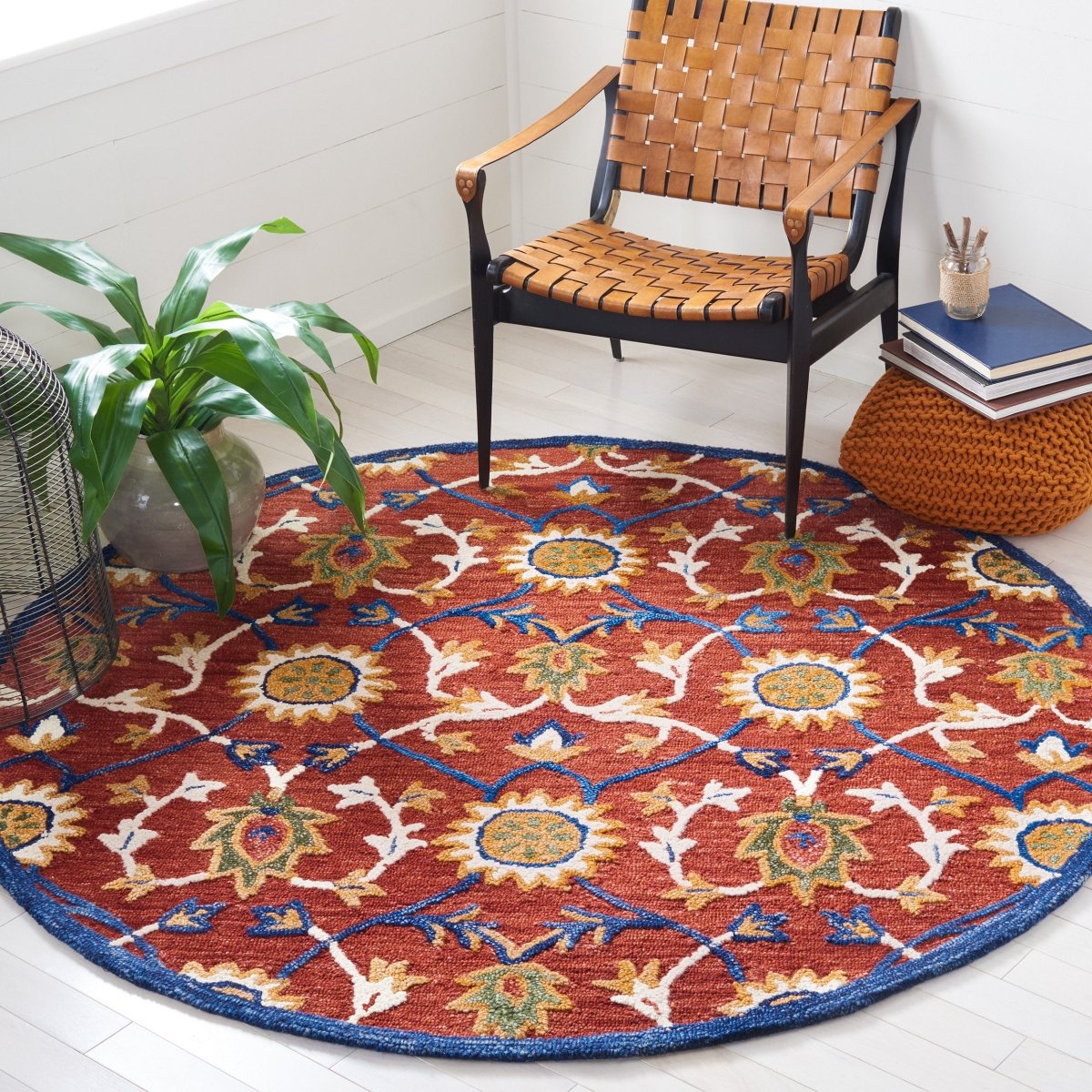 Safavieh Blossom Blm564P Rust/Blue Rug.
