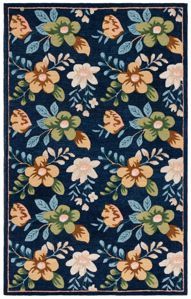 Safavieh Blossom Blm571N Navy/Green Rug.