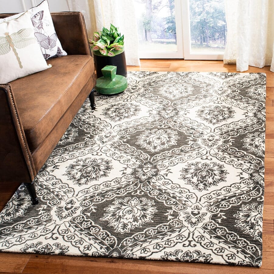 Safavieh Blossom Blm601H Charcoal / Ivory Rugs.