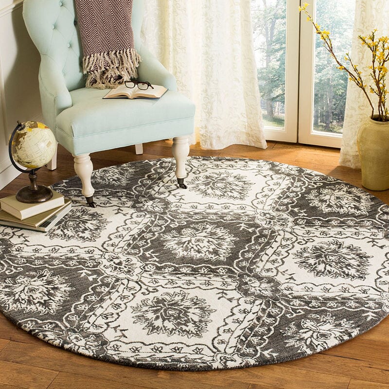 Safavieh Blossom Blm601H Charcoal / Ivory Rugs.