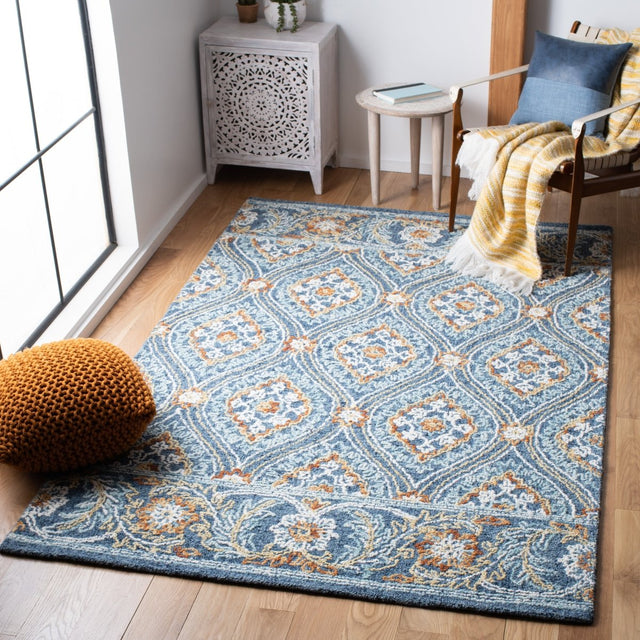 Safavieh Blossom Blm605N Navy/Yellow Rugs.