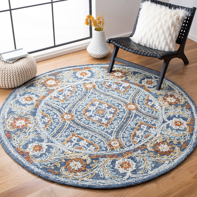 Safavieh Blossom Blm605N Navy/Yellow Rugs.