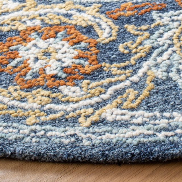Safavieh Blossom Blm605N Navy/Yellow Rugs.