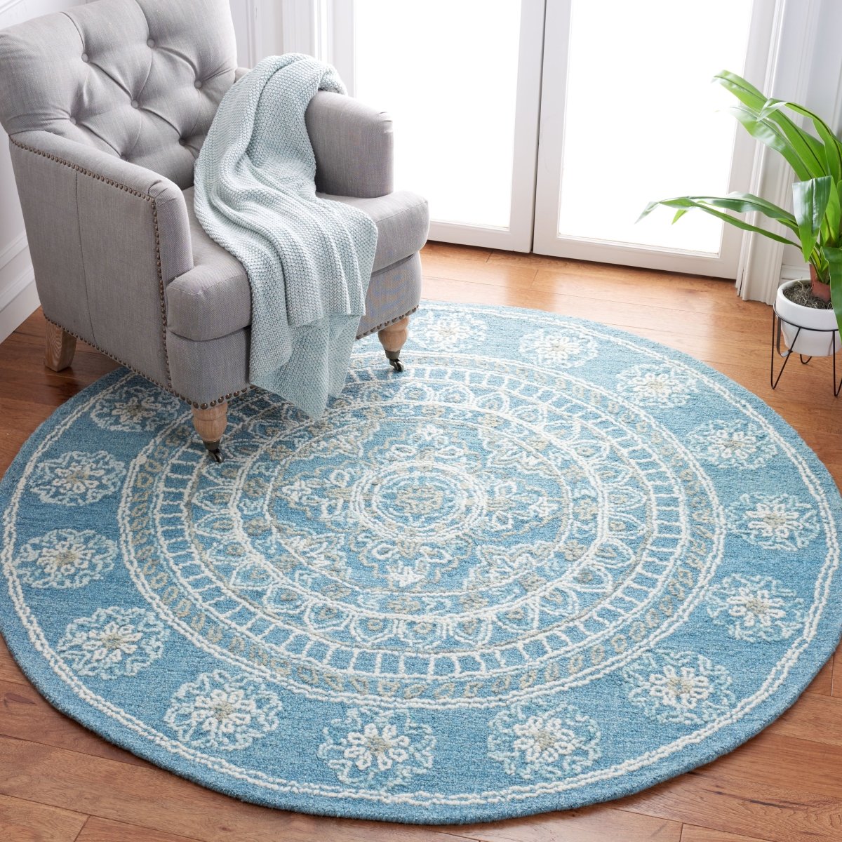 Safavieh Blossom Blm607M Blue/Ivory Rugs.