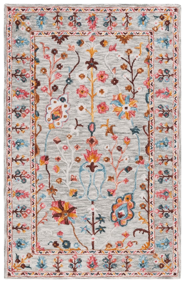 Safavieh Blossom Blm685F Grey/Red Rug.