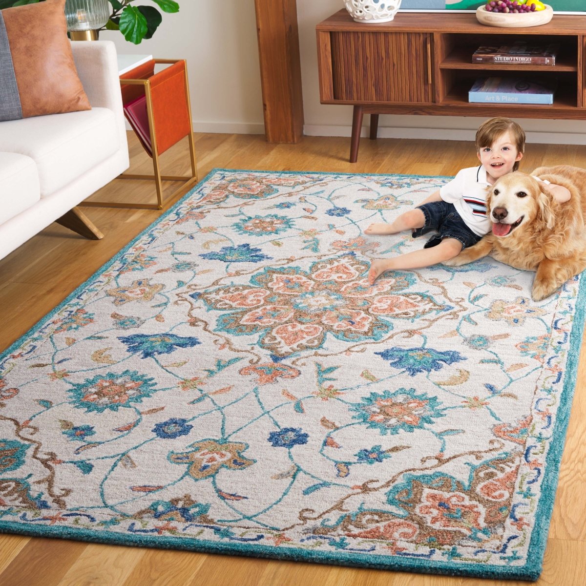 Safavieh Blossom Blm689B Beige/Blue Rug.