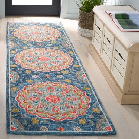 Safavieh Blossom Blm690M Blue/Red Rug.