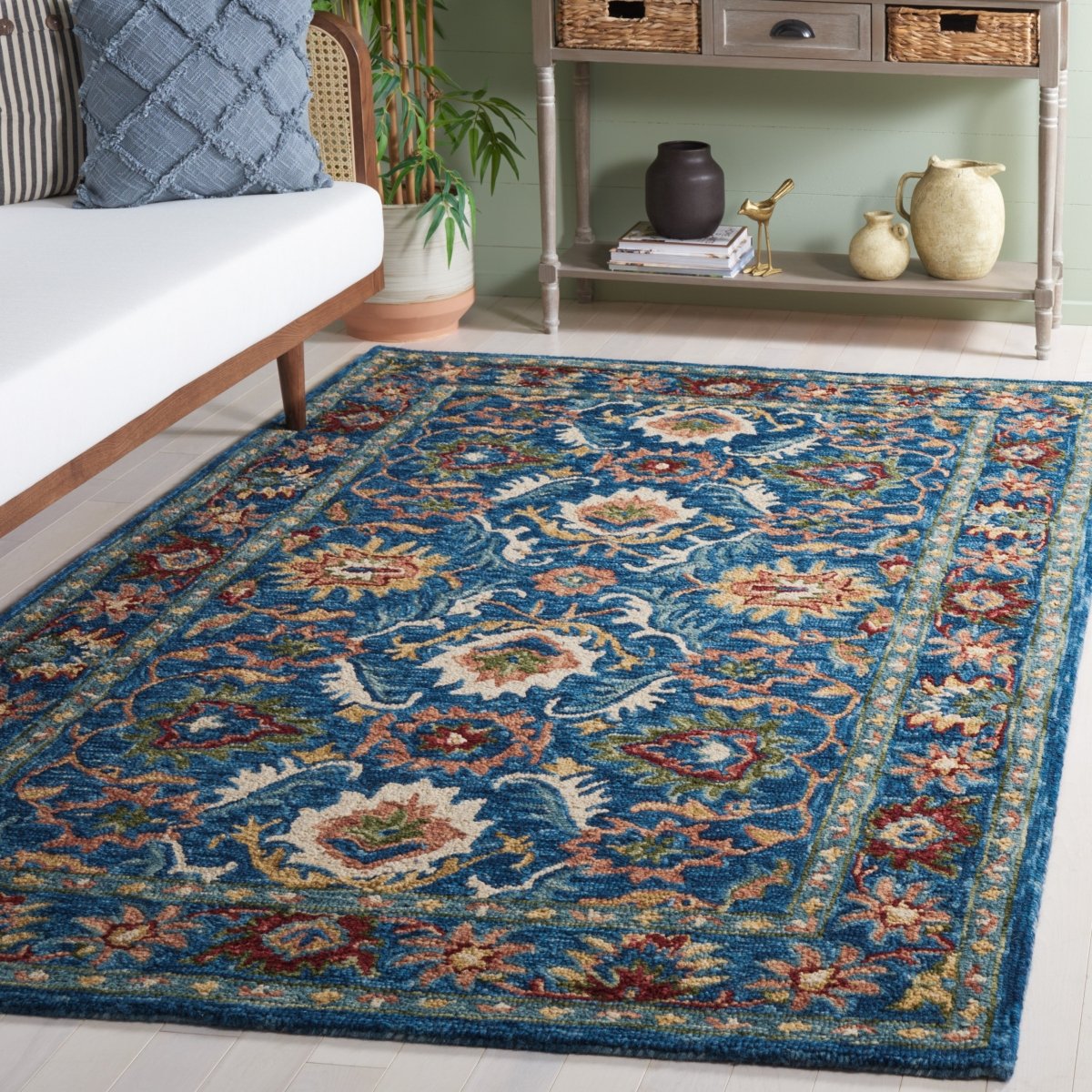 Safavieh Blossom Blm691M Blue/Green Rug.