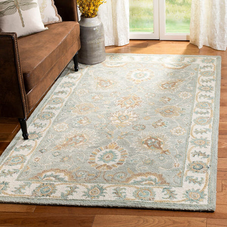 Safavieh Blossom Blm702M Aqua / Ivory Rugs.