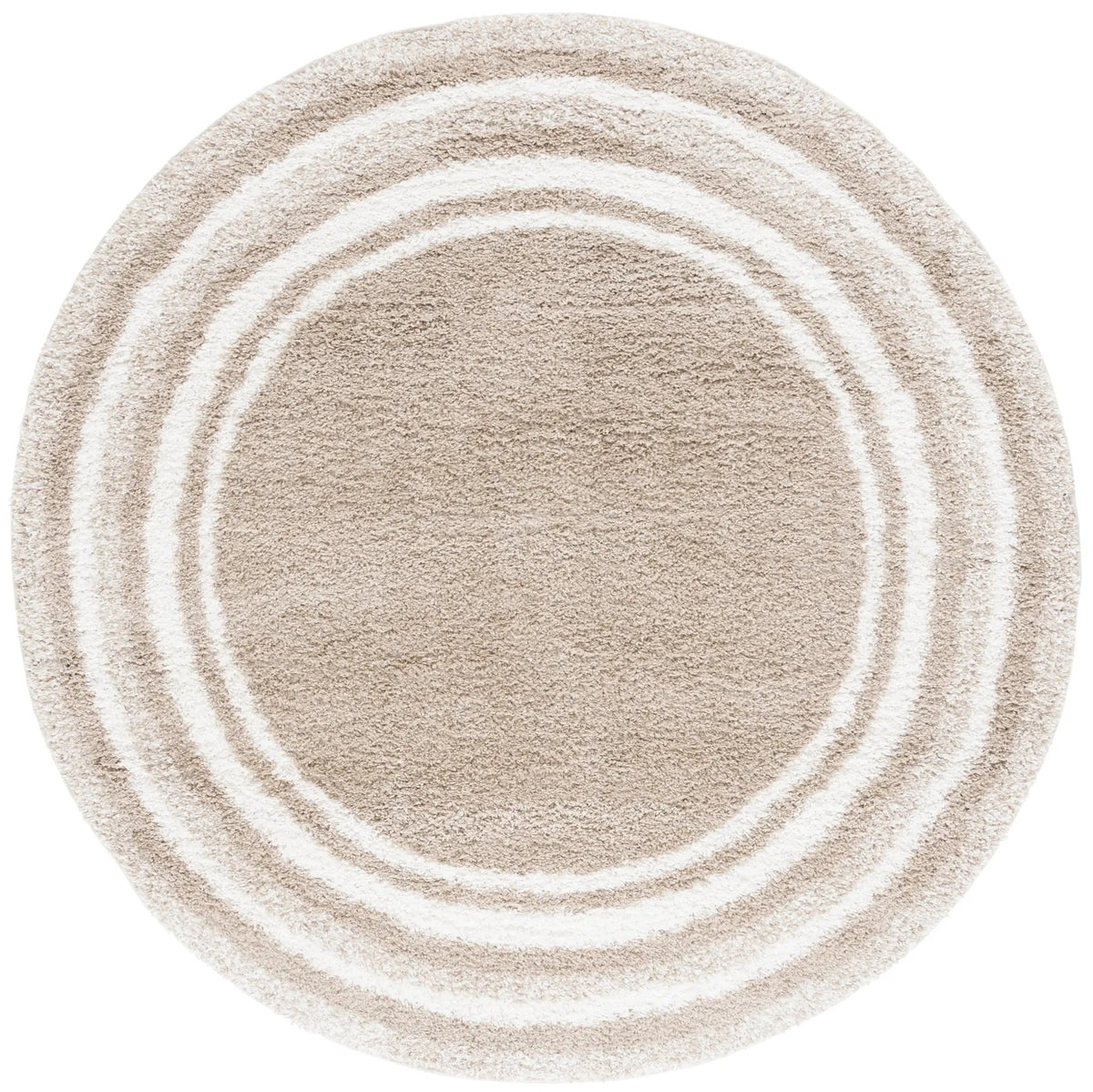 Safavieh Border & Stripe Shag 200 6'-7" x 6'-7" Rug in Beige / Ivory