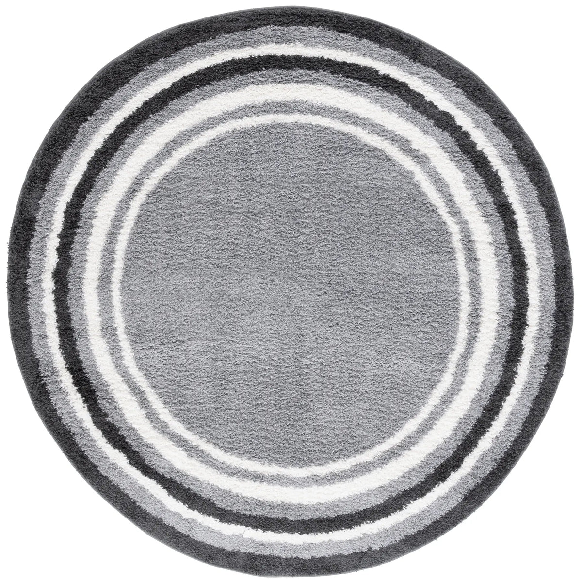 Safavieh Border & Stripe Shag 200 6'-7" x 6'-7" Rug in Grey / Black