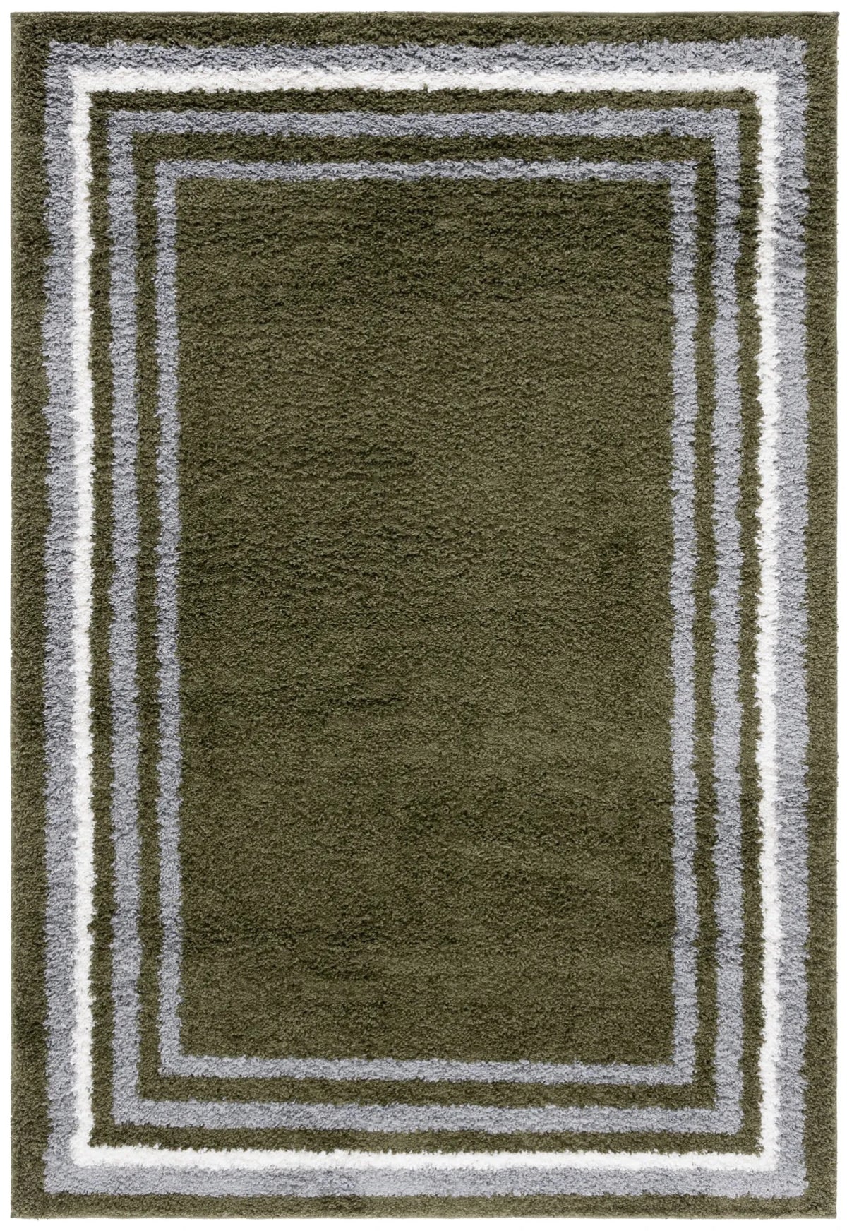 Safavieh Border & Stripe Shag 200 4'-5" x 6'-5" Rug in Green