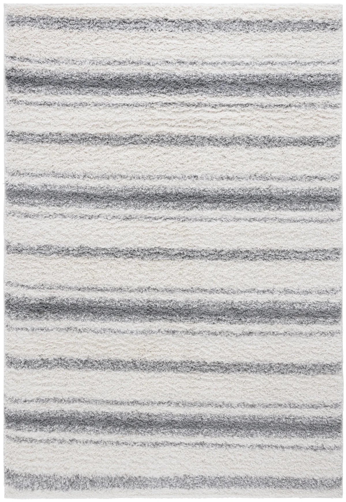 Safavieh Border & Stripe Shag 200 4'-5" x 6'-5" Rug in Ivory / Grey