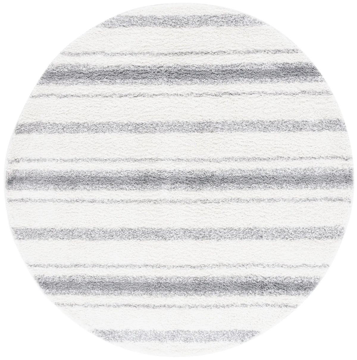Safavieh Border & Stripe Shag 200 6'-7" x 6'-7" Rug in Ivory / Grey