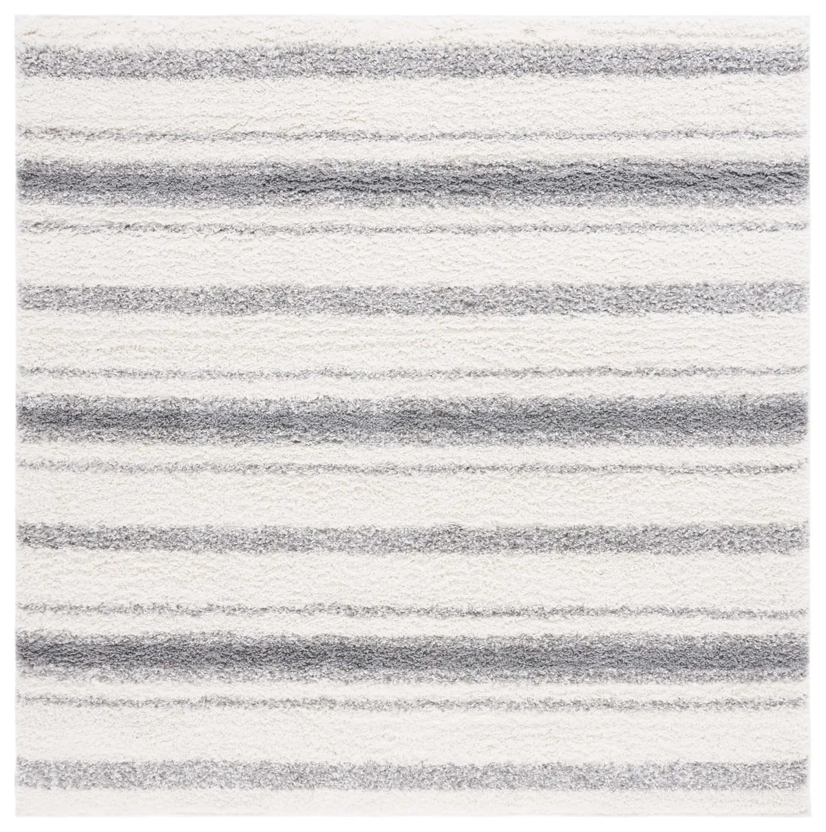 Safavieh Border & Stripe Shag 200 6'-7" x 6'-7" Rug in Ivory / Grey