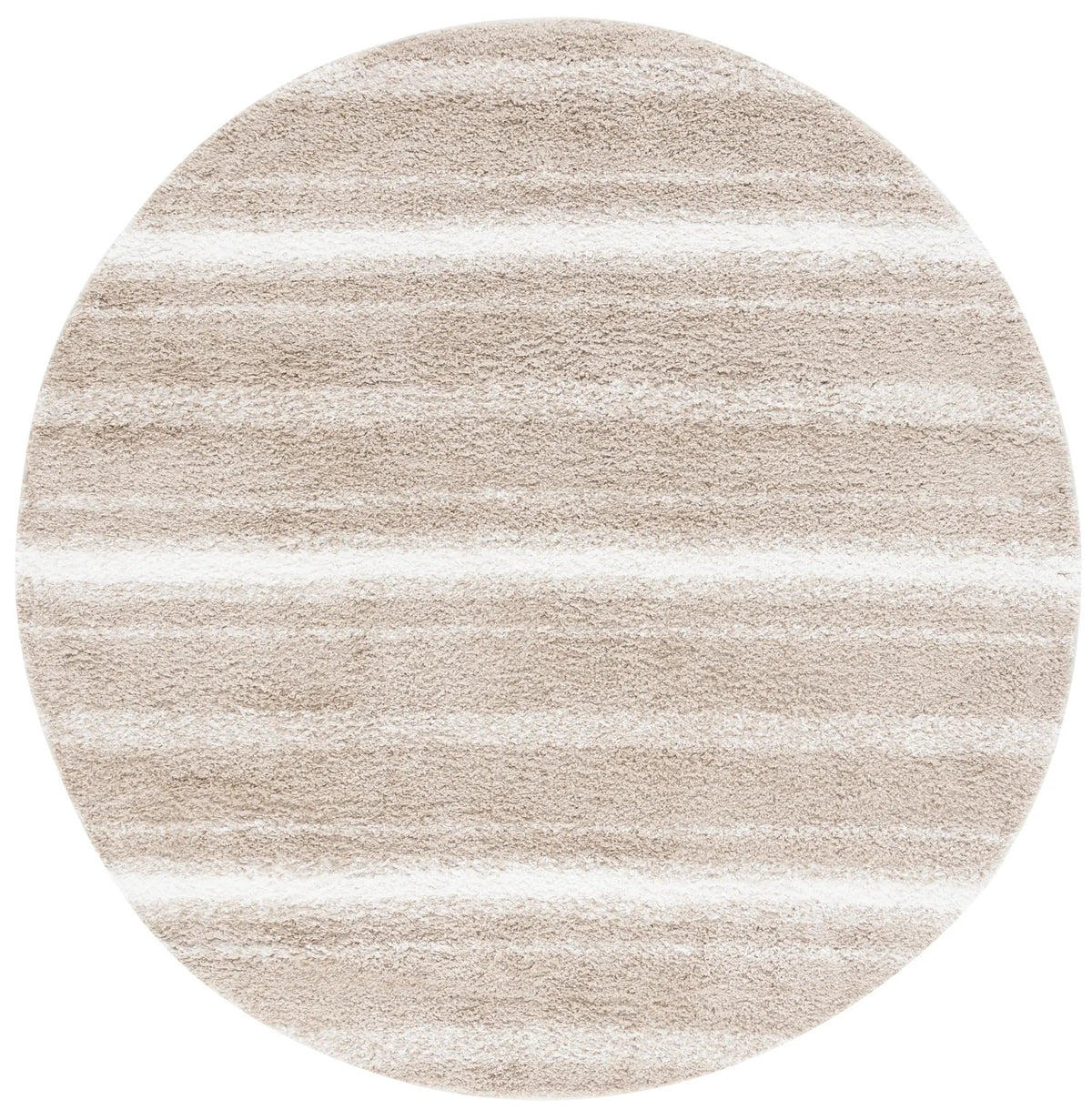 Safavieh Border & Stripe Shag 200 6'-7" x 6'-7" Rug in Beige / Ivory