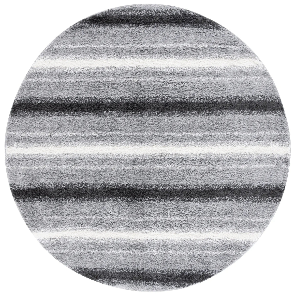 Safavieh Border & Stripe Shag 200 6'-7" x 6'-7" Rug in Grey / Black