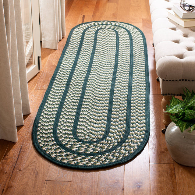 Safavieh Braided Brd401B Ivory/Dark Green Rug - Safavieh - brd401b - 3r