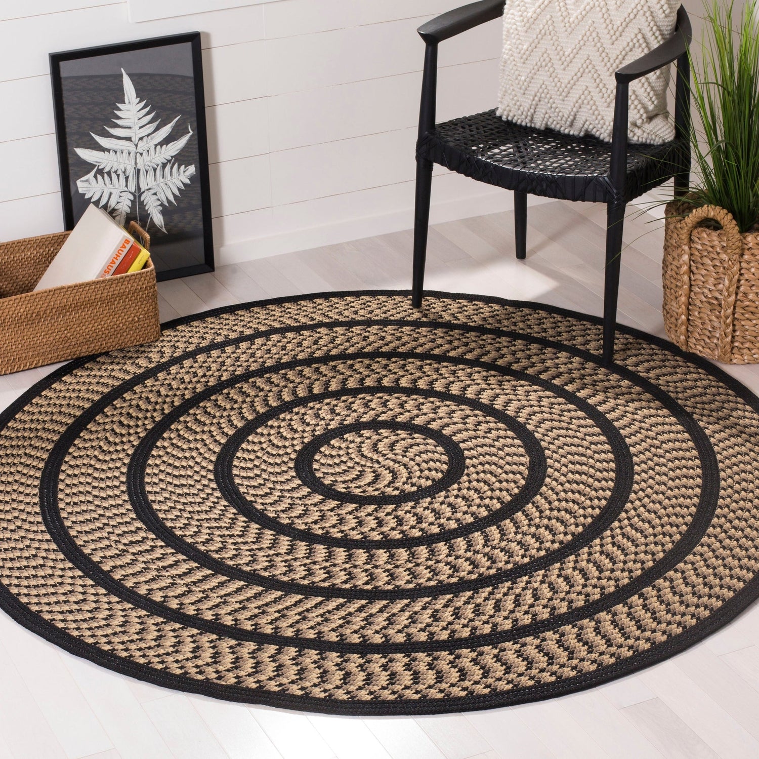 Safavieh Braided Brd401G Beige/Black Rug - Safavieh - brd401g - 5r
