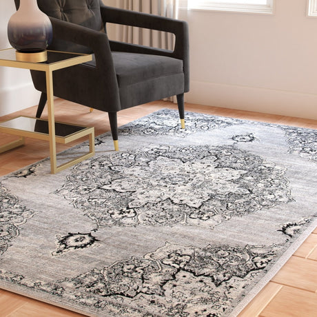 Safavieh Brentwood Bnt802G Silver/Black Rug.