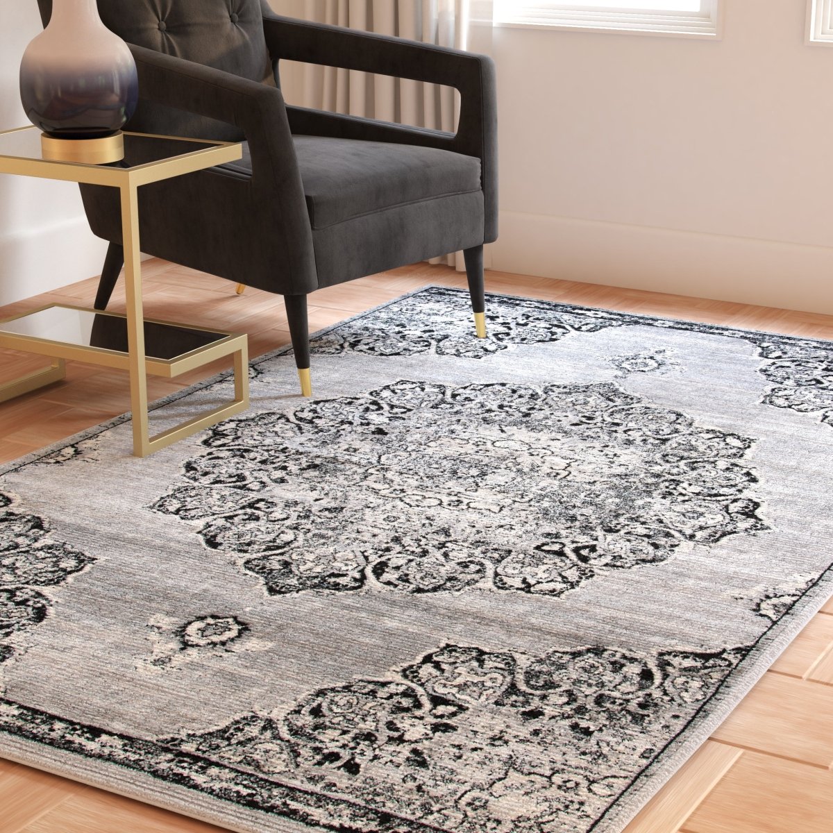 Safavieh Brentwood Bnt802H Grey/Black Rug.