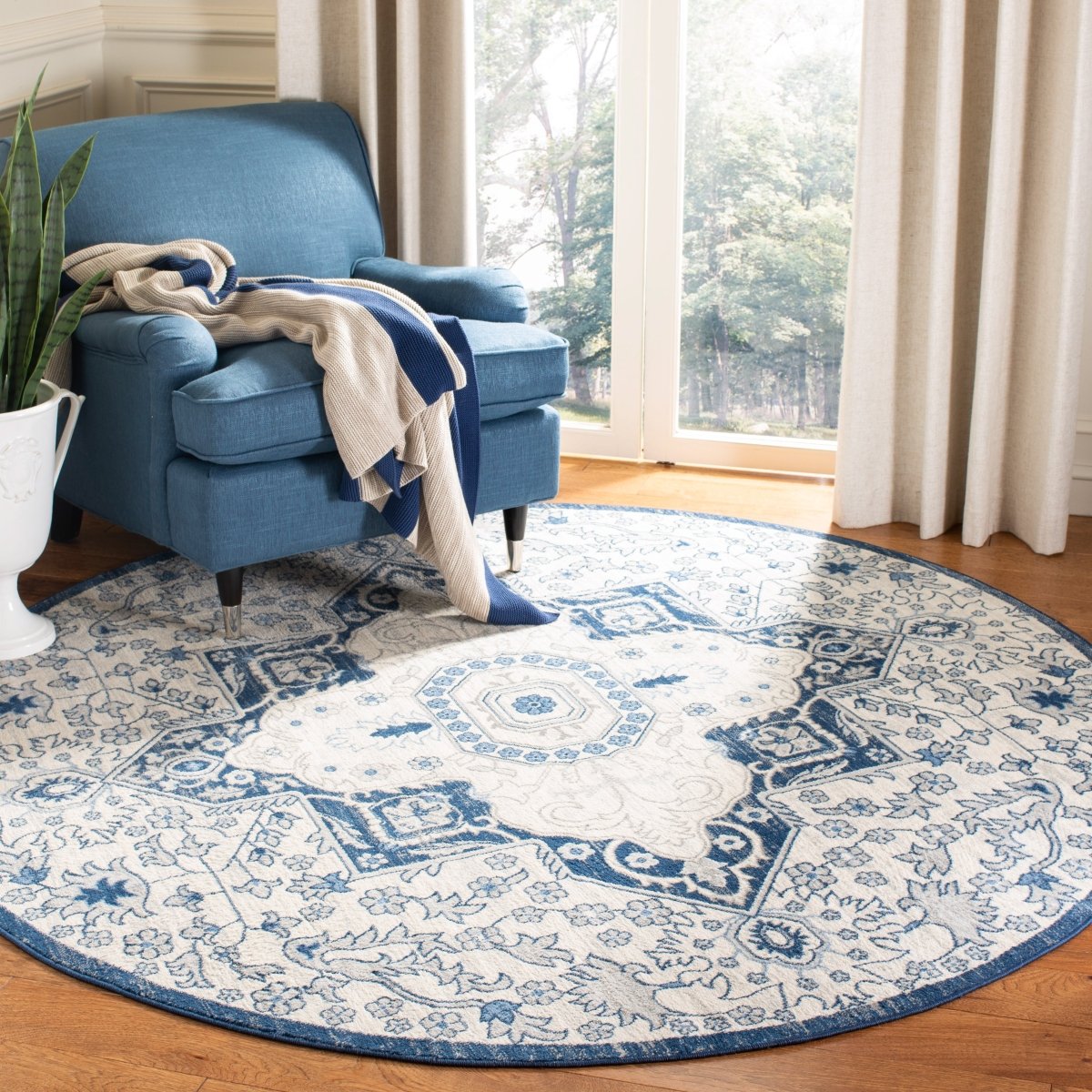 Safavieh Brentwood Bnt816D Cream/Blue Rugs.
