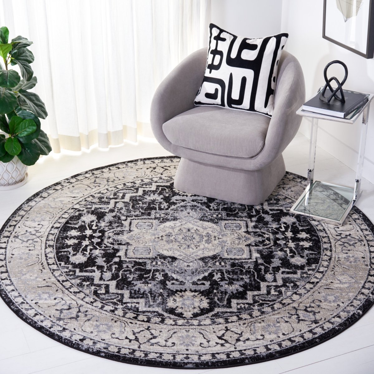 Safavieh Brentwood Bnt851Z Black/Grey Rug.