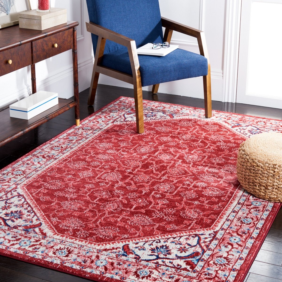 Safavieh Brentwood Bnt853N Blue/Red Rug.