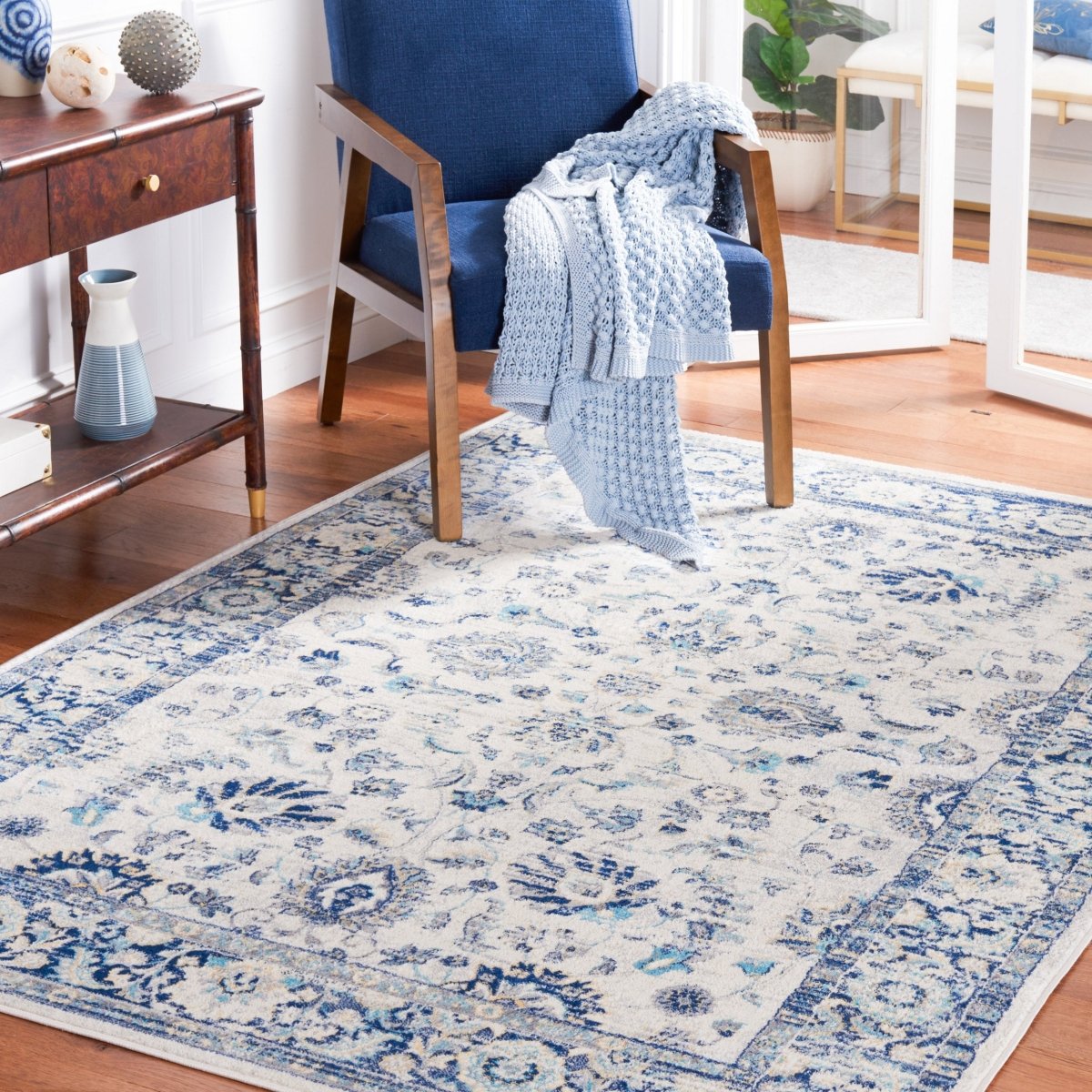 Safavieh Brentwood Bnt874M Blue/Light Grey Rug.