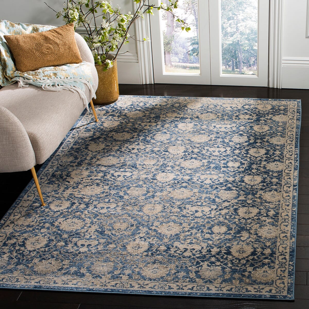 Safavieh Brentwood Bnt896N Navy/Creme Rug.