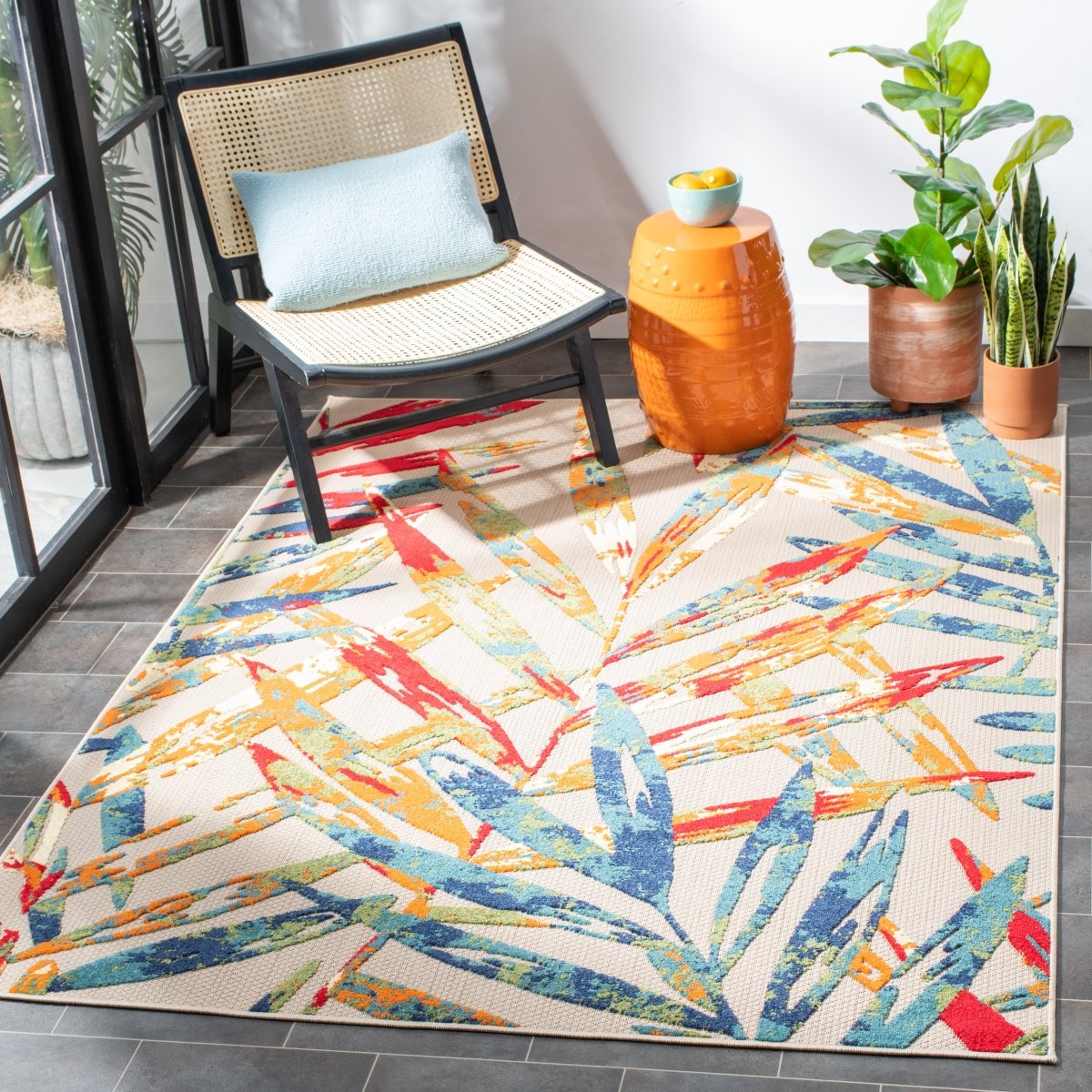 Safavieh Cabana Cbn368A Ivory/Navy Rug.