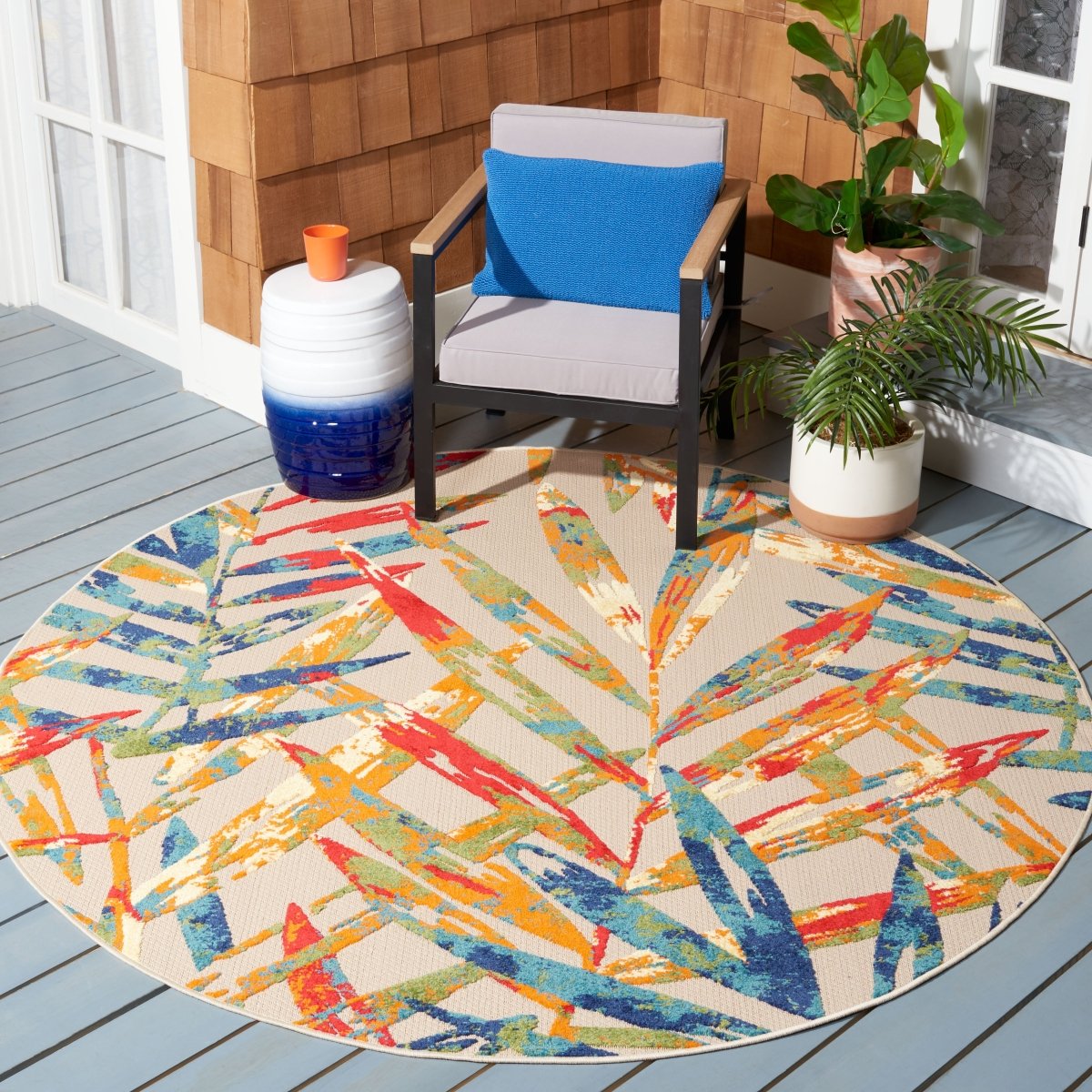 Safavieh Cabana Cbn368A Ivory/Navy Rug.