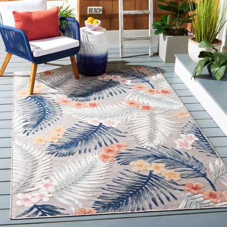 Safavieh Cabana Cbn451F Grey/Navy Rug.