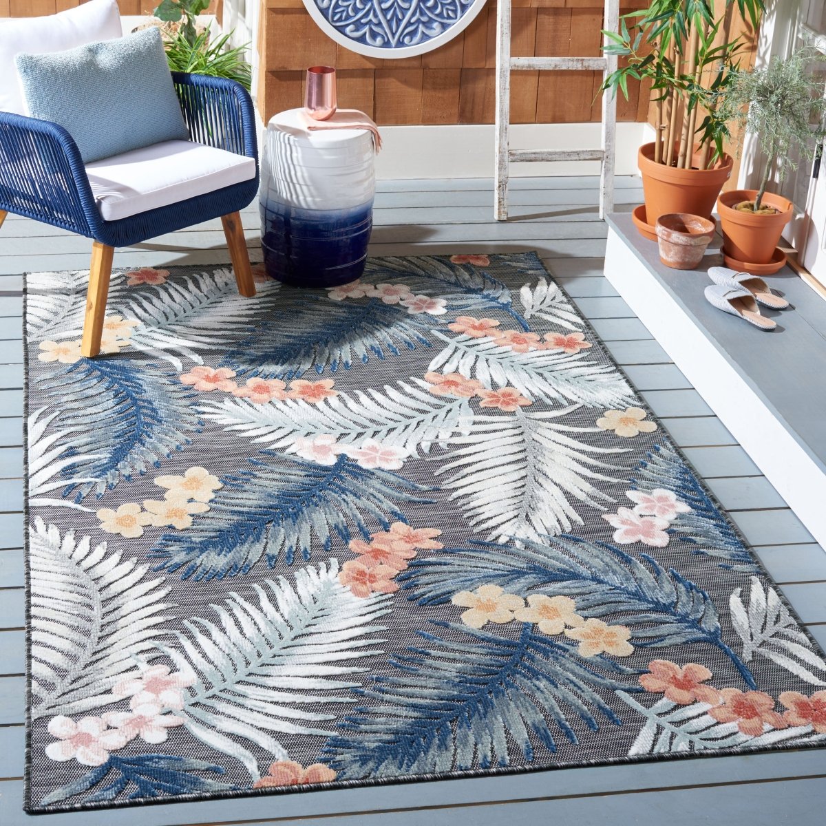 Safavieh Cabana Cbn451H Black/Rust Rug.