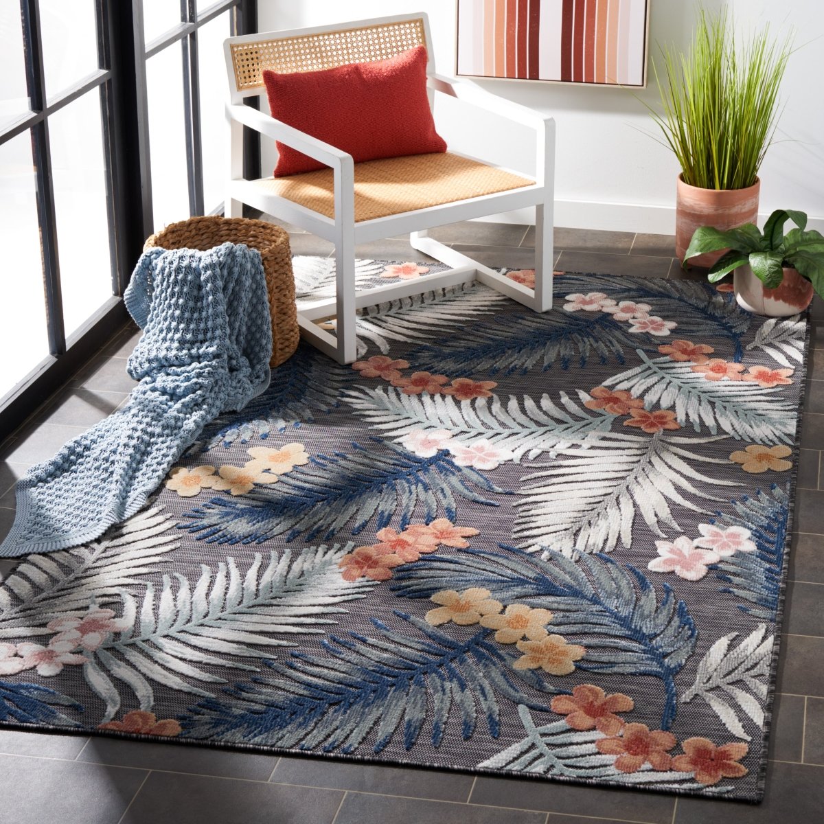 Safavieh Cabana Cbn451H Black/Rust Rug.