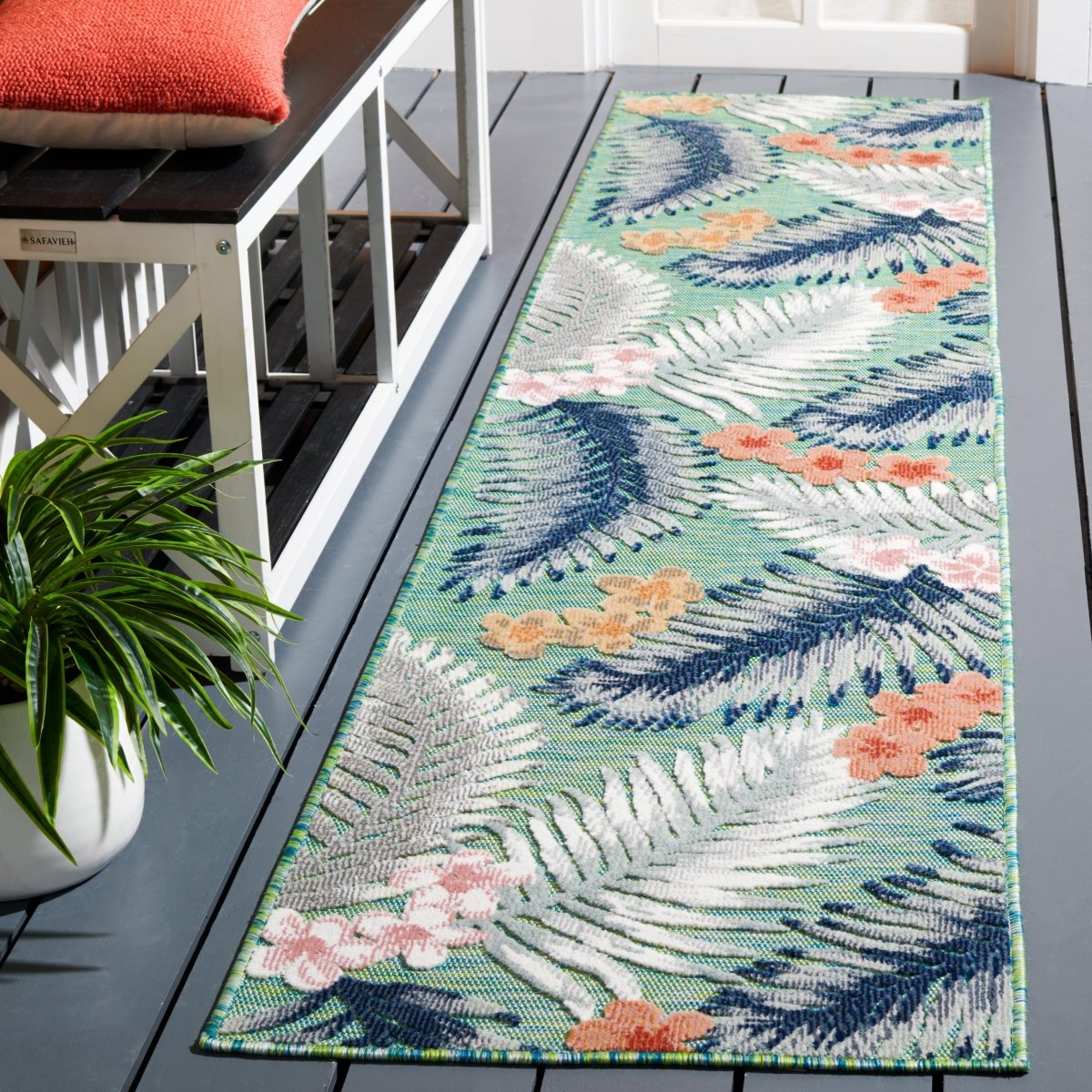 Safavieh Cabana Cbn451Y Green/Navy Rug.