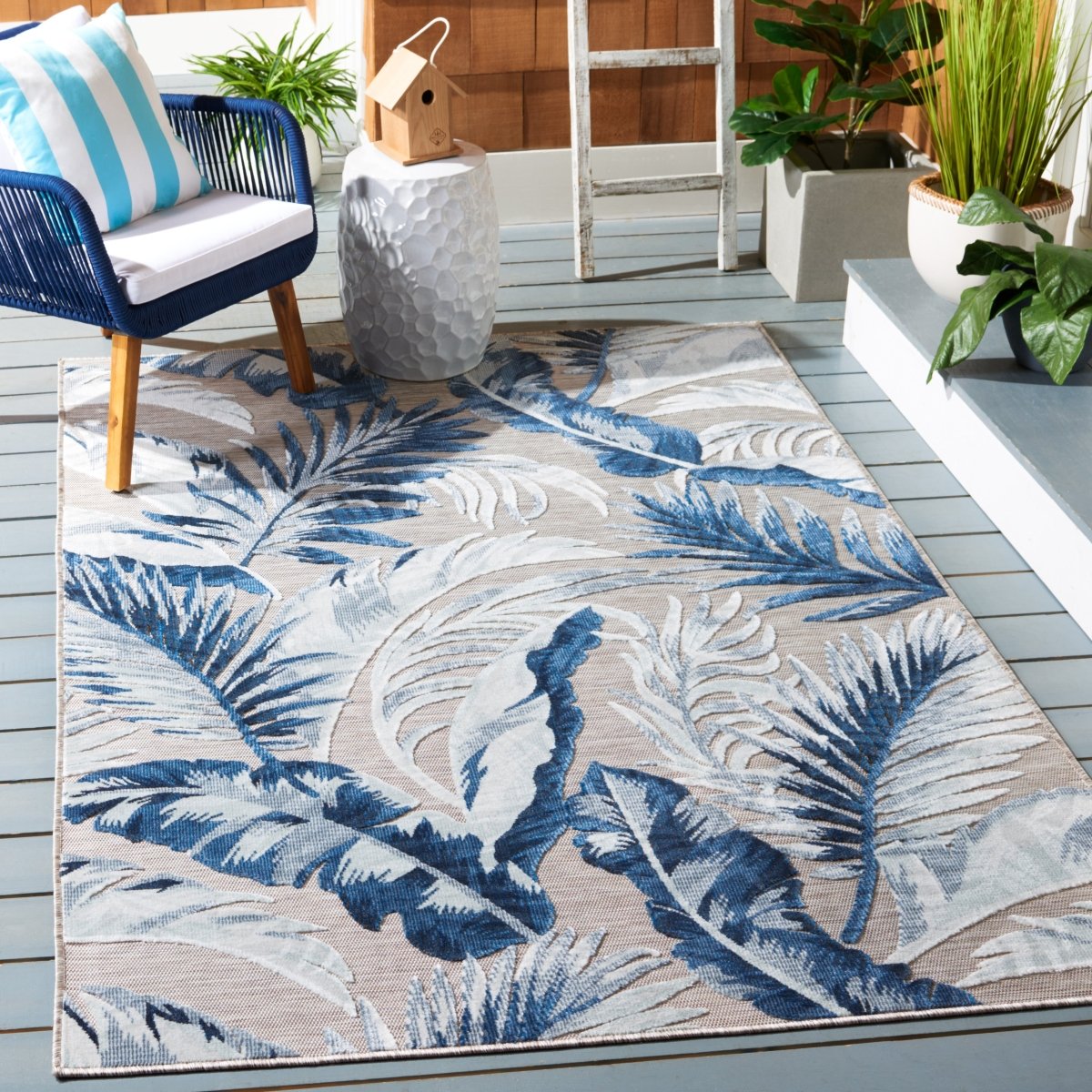 Safavieh Cabana Cbn452F Grey/Navy Rug.