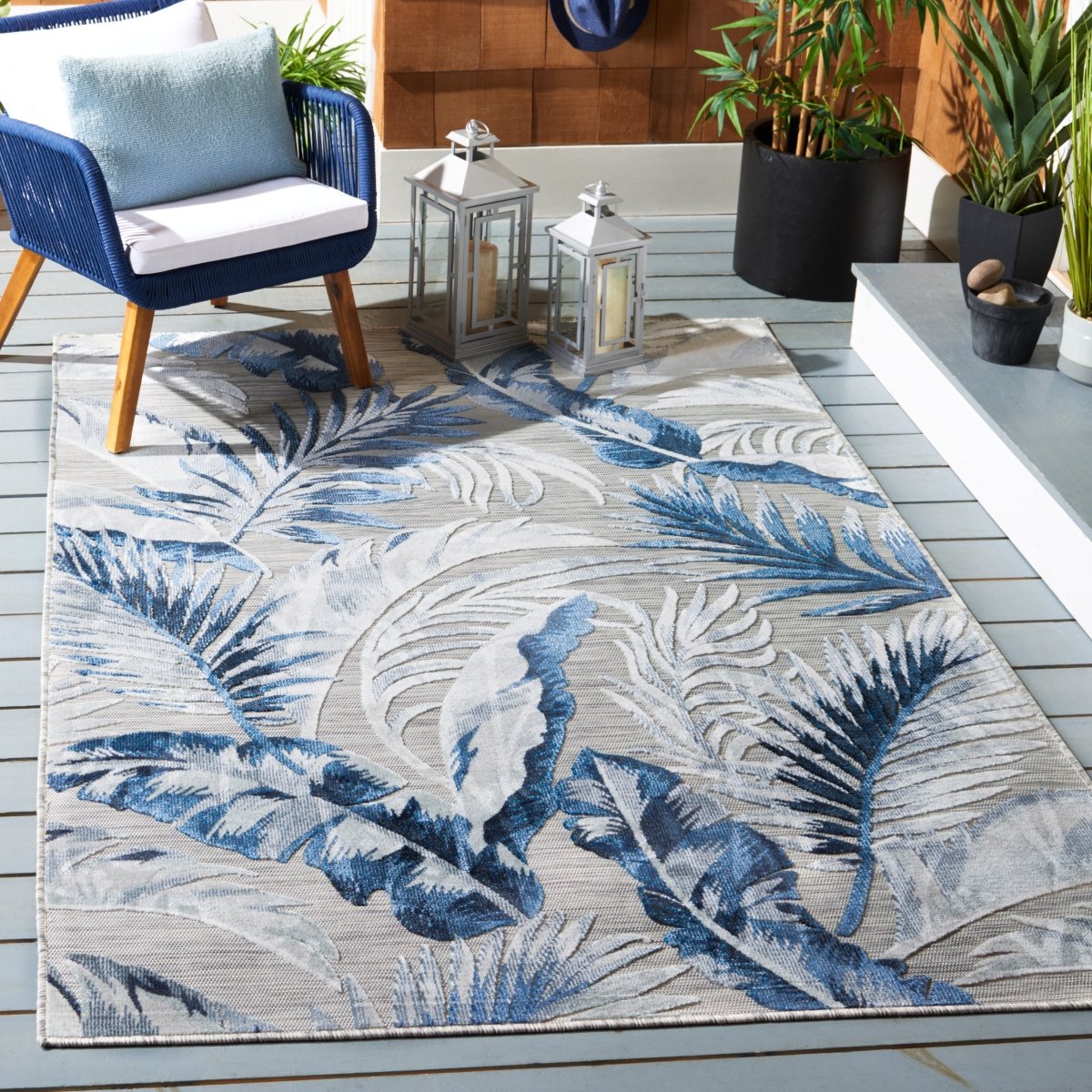 Safavieh Cabana Cbn452N Grey/Navy Rug.