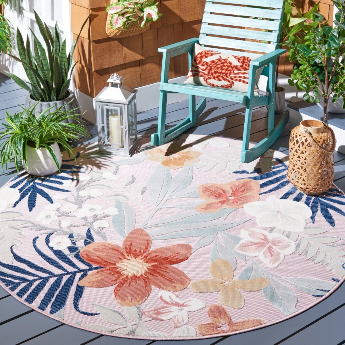 Safavieh Cabana Cbn454F Pink/Grey Rug.
