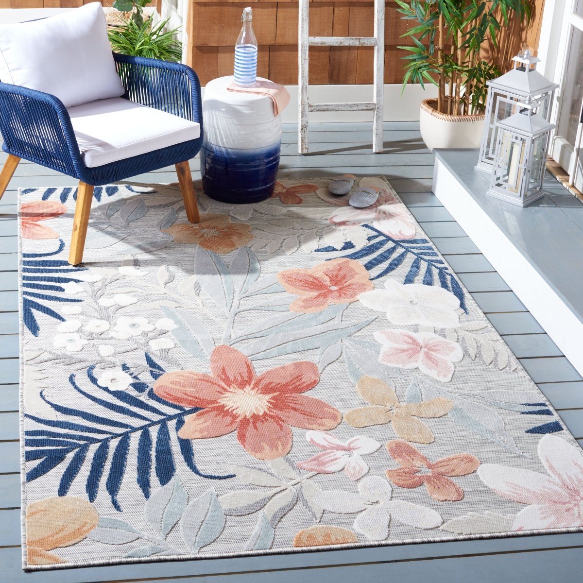 Safavieh Cabana Cbn454G Grey/Rust Rug.
