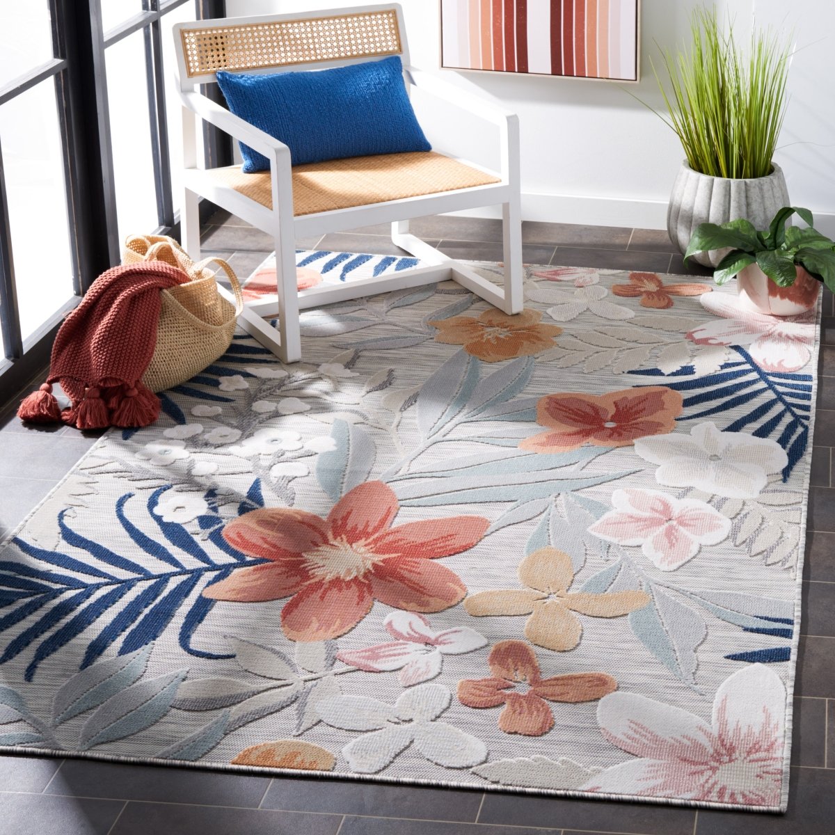 Safavieh Cabana Cbn454G Grey/Rust Rug.