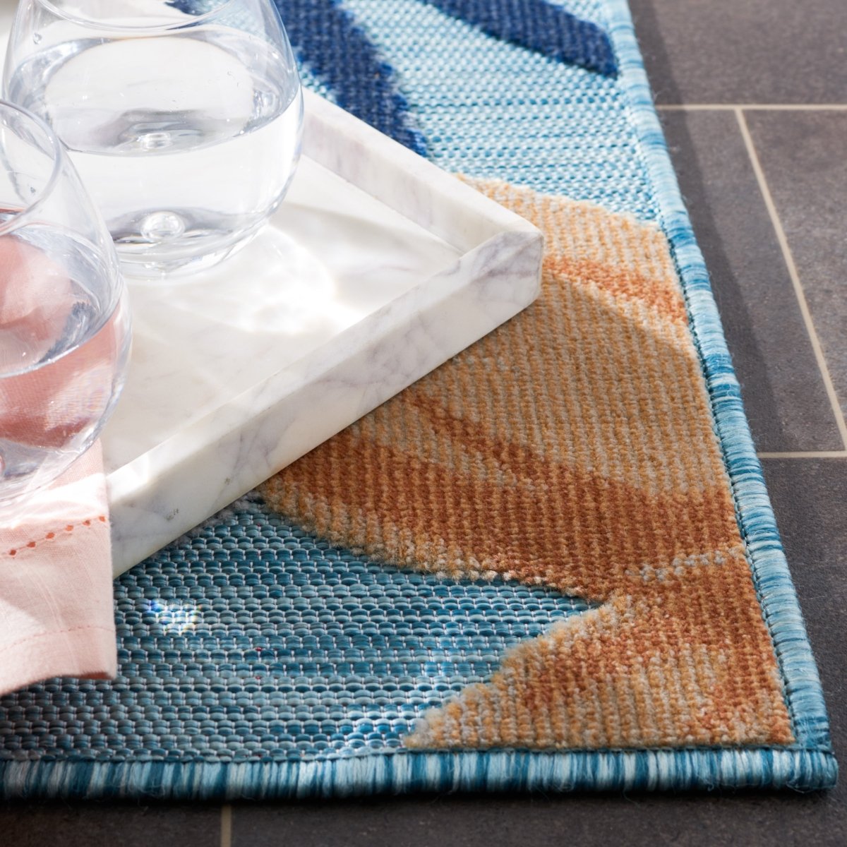 Safavieh Cabana Cbn454J Aqua/Rust Rug.