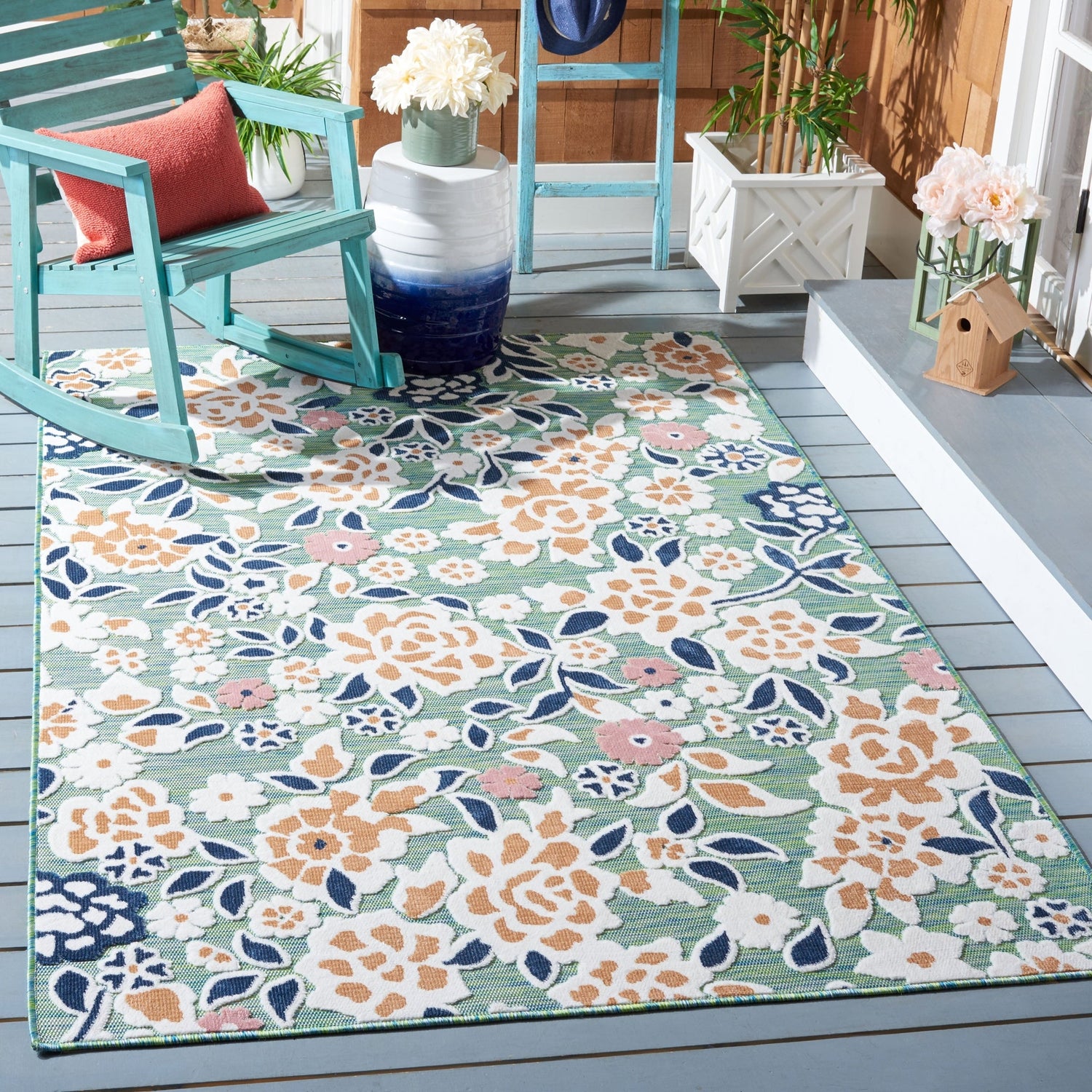 Safavieh Cabana Cbn485N Green/Navy Rug - Safavieh - cbn485n - 4