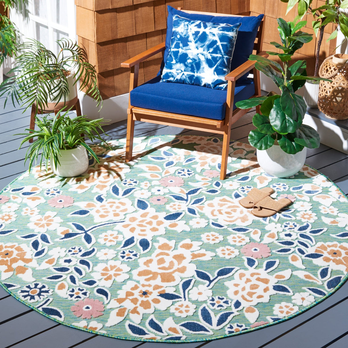 Safavieh Cabana Cbn485N Green/Navy Rug - Safavieh - cbn485n - 7r