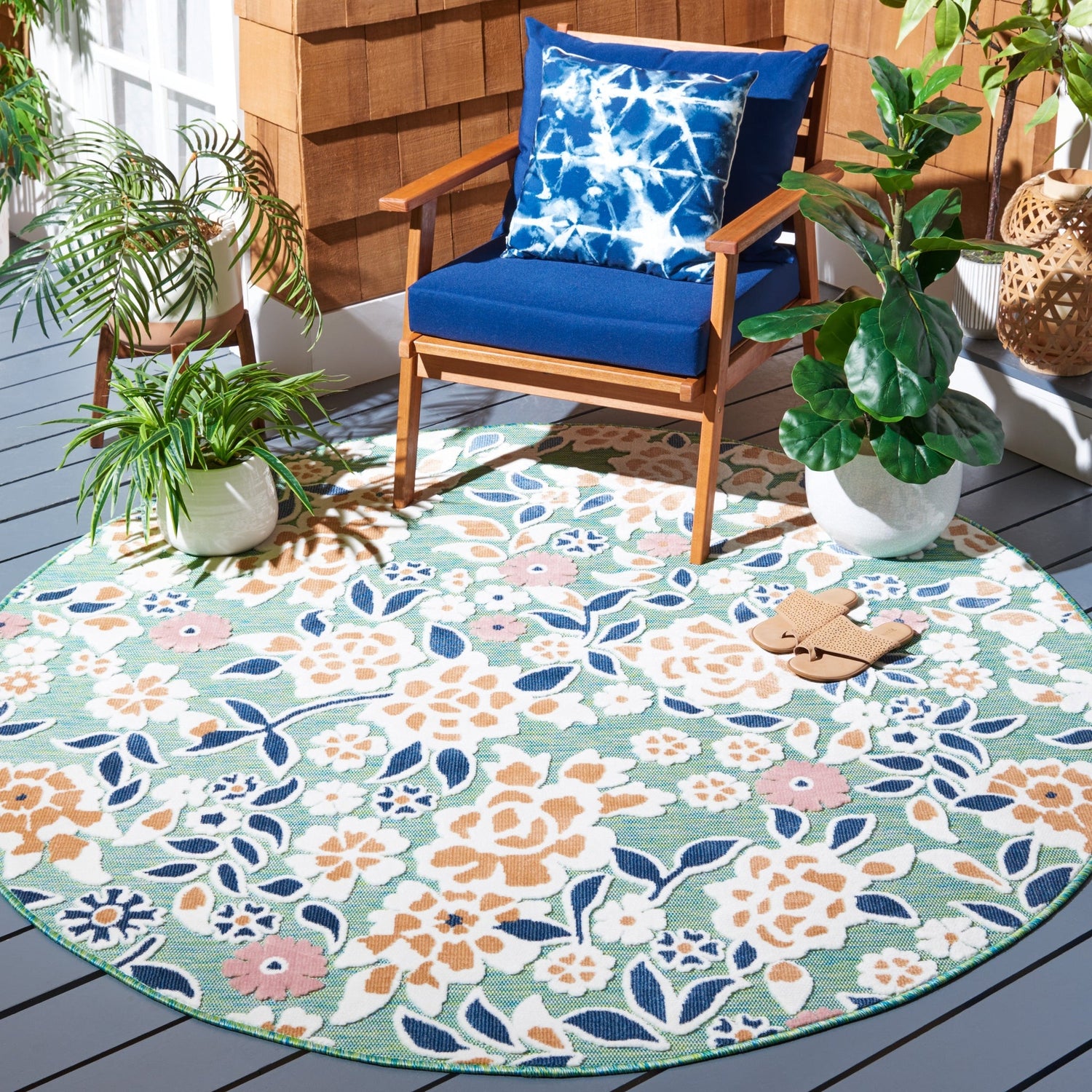 Safavieh Cabana Cbn485N Green/Navy Rug - Safavieh - cbn485n - 7r