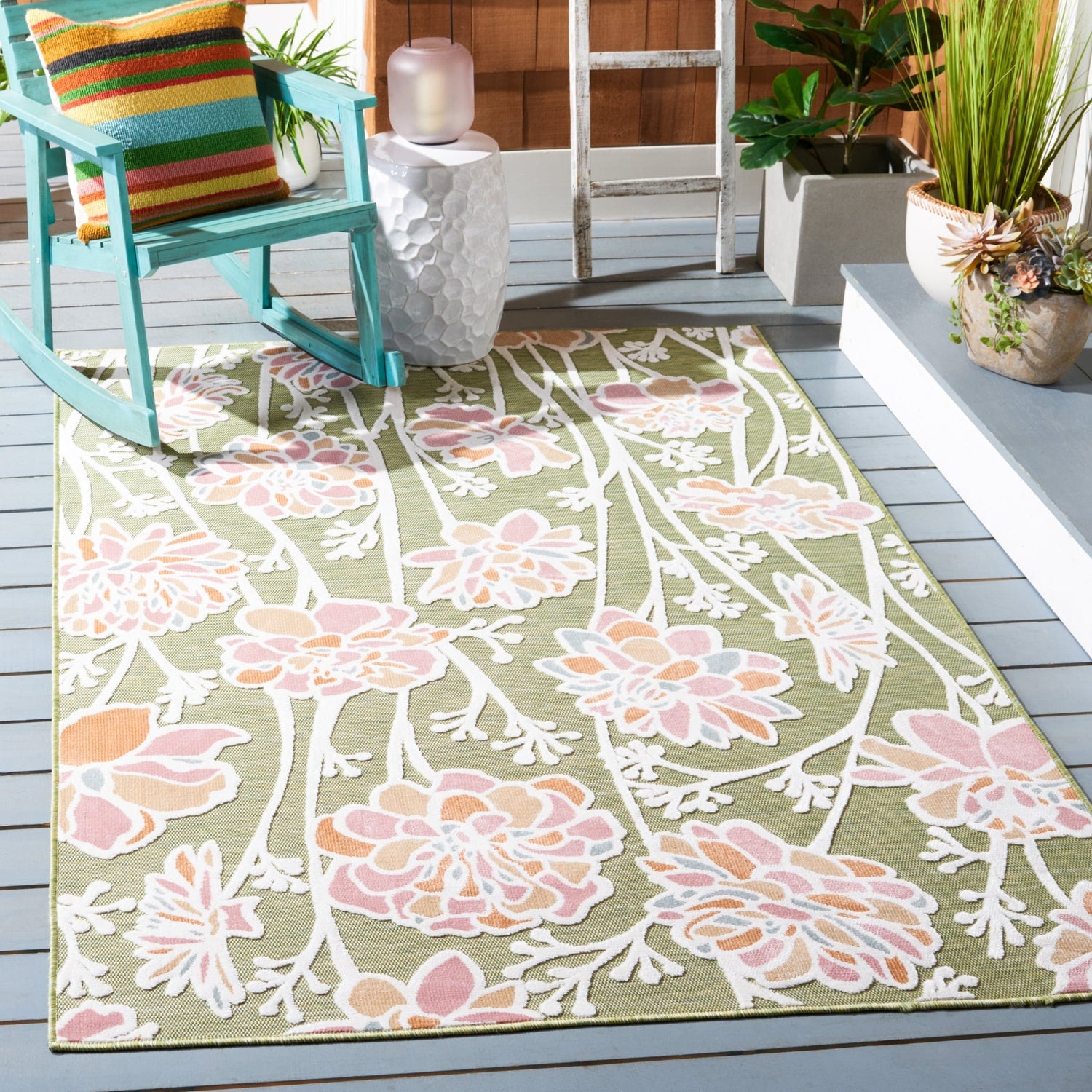 Safavieh Cabana Cbn486Y Green/Pink Rug - Safavieh - cbn486y - 4