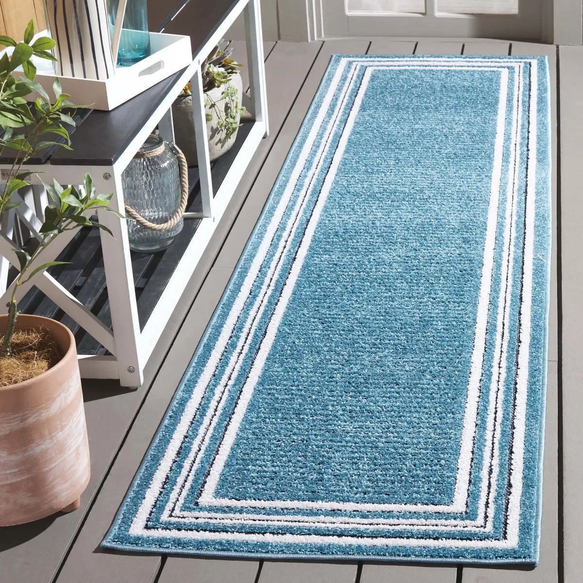 Safavieh Cabana 2'-2" x 8'-0" Rug in Turquoise / Ivory