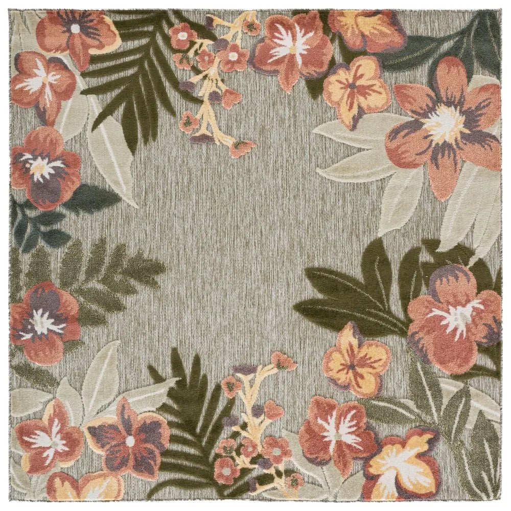 Safavieh Cabana 6'-7" x 6'-7" Rug in Green / Rust